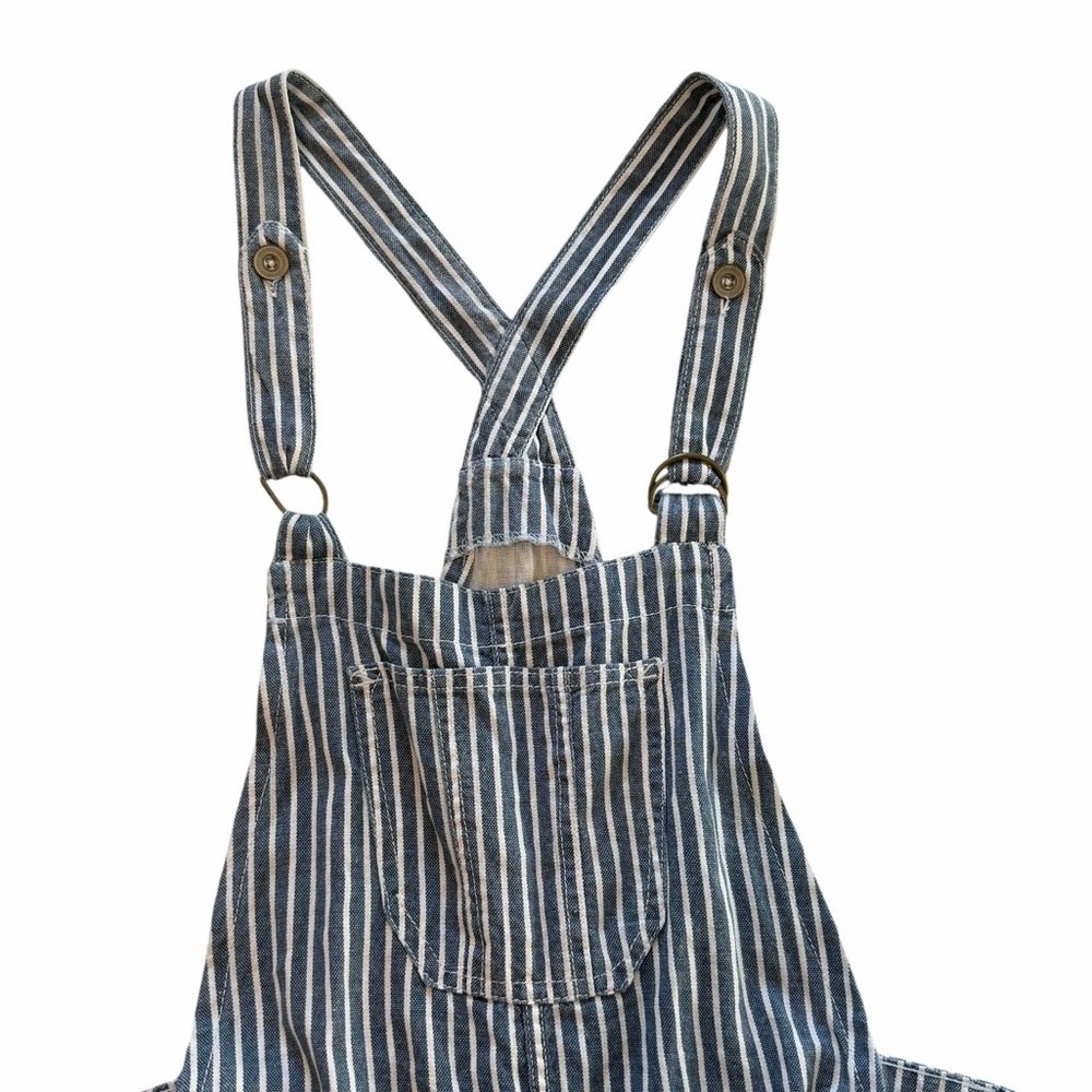 Wallflower Blue and White Striped Short Overalls - Picture 4 of 10